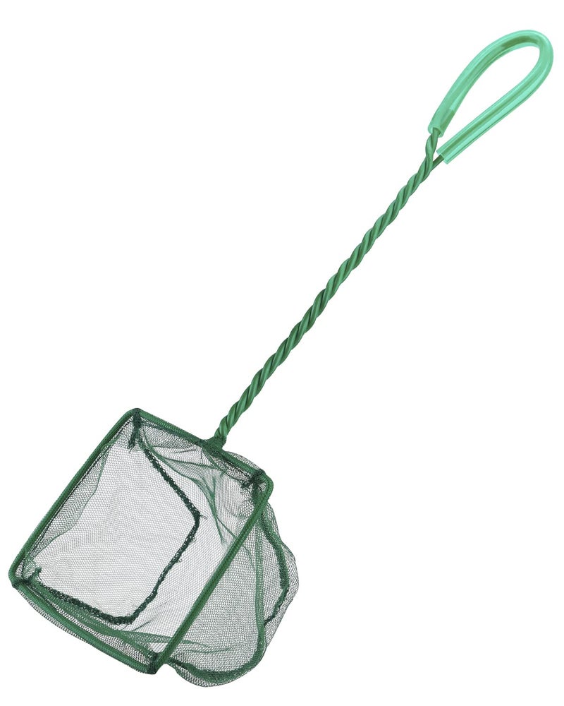 Pawfly 4 Inch Aquarium Fish Net with Braided Metal Handle Small Square Net with Soft Fine Mesh Sludge Food Residue Wastes Skimming Cleaning Net for Fish Tanks Small Koi Ponds and Pools - Image 1